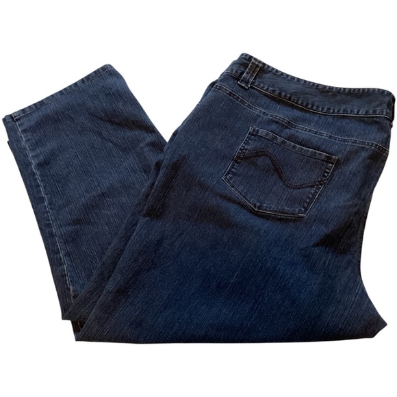 CJ Banks Dark Blue Straight Leg Jeans Plus Size 28 W Petite - Picture 6 of 10
